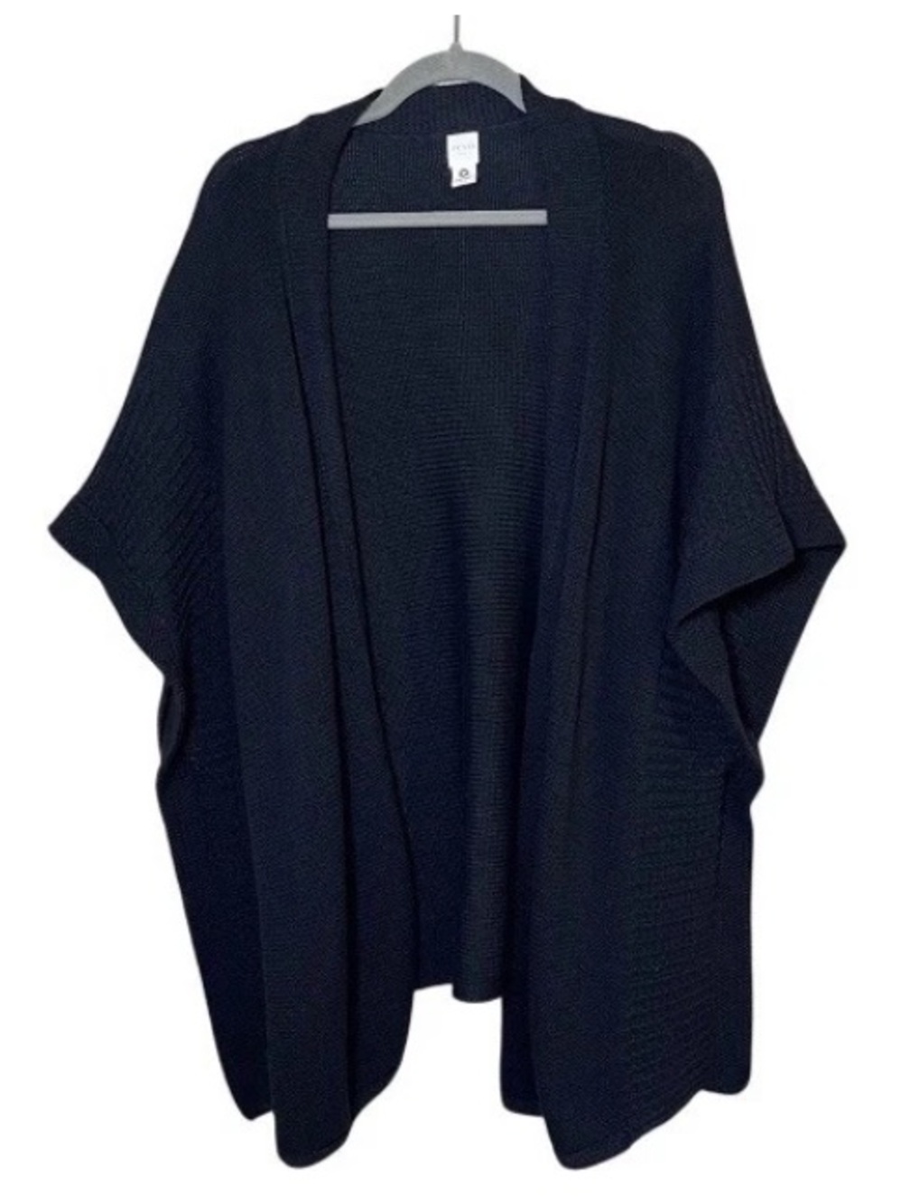 Zestt Organics Organic Cotton Arden Knit Poncho Kimono Cardigan Sweater Black OS